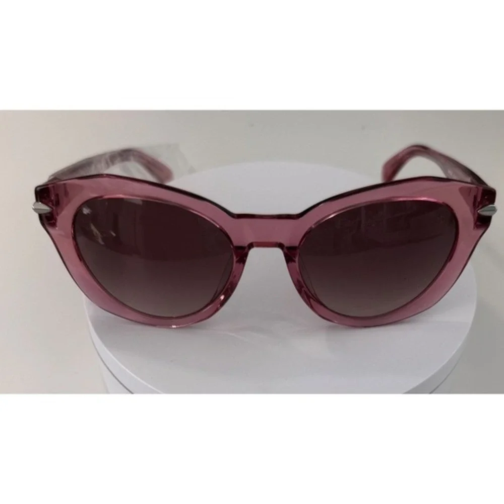 Rag & Bone Pink Cat Eye Sunglasses Translucent Frame Brown Gradient Lens - Picture 3 of 6